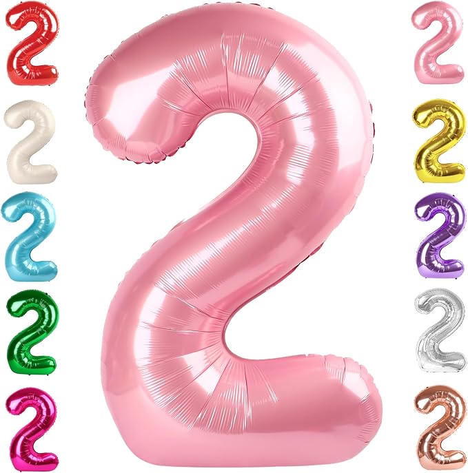 Number 2 Balloon Birthday Decorations, 40In Pearl Pink Balloons by Mluchee