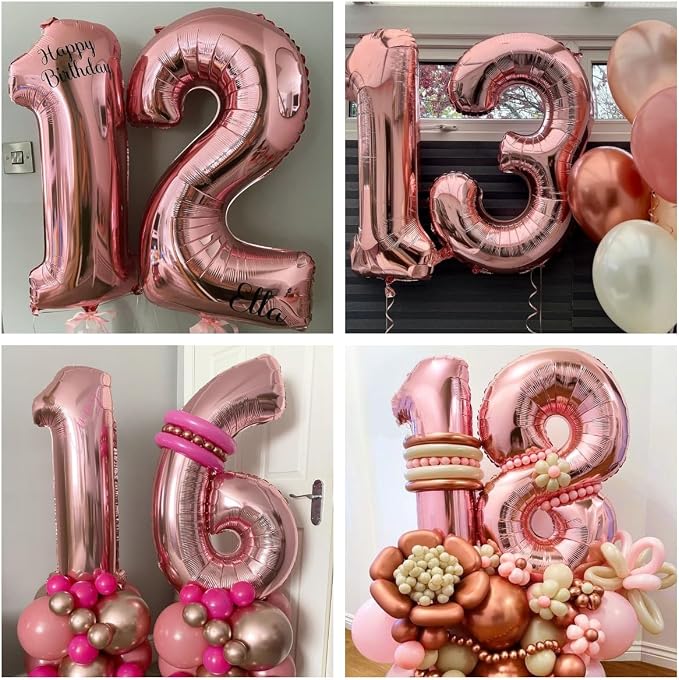 Rose Gold 40 Number Balloons, 40 Inch Big Giant Jumbo 40 Balloon Numbers Rose - Image 5