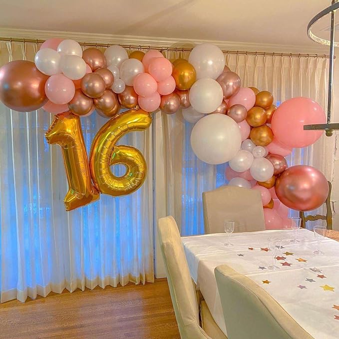 Gold 17 Number Balloons, 40 Inch Giant Number 17 Balloons Foil Mylar Helium - Image 5