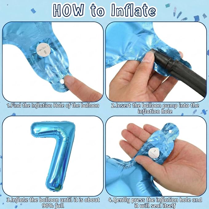 Light Blue Number 17 Balloon 40 Inch, Foil Numeral - Image 5