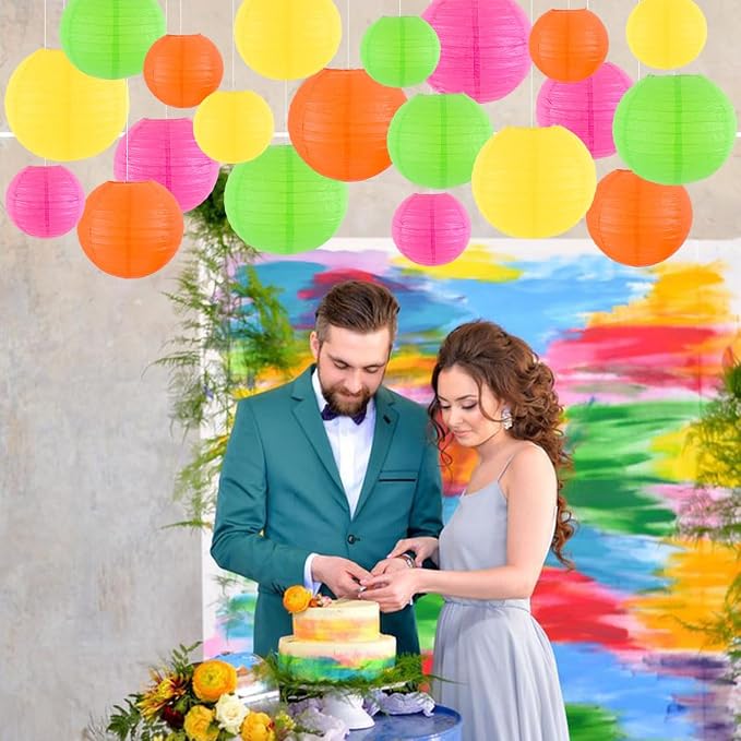 Paper Lanterns Party Decorations, Hanging Round Chinese Lanterns - Image 5