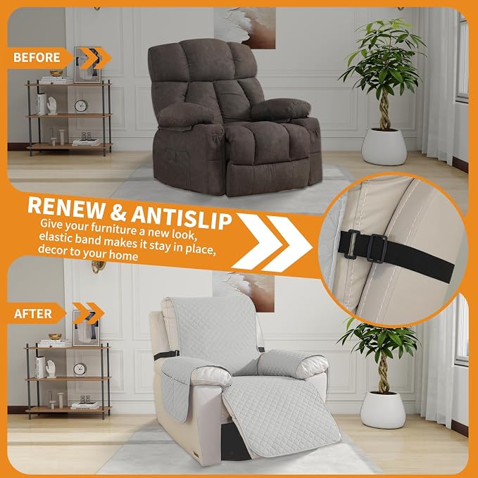 XINEAGE Water Resistant Recliner Cover, Nonslip Recliner Chair Covers - Image 4