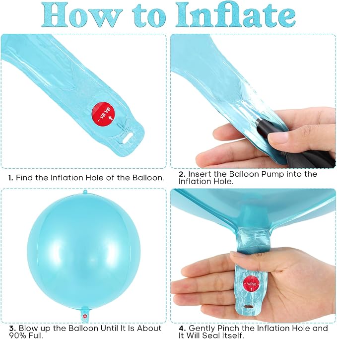 Metallic Light Blue Balloons, 22 Inch Large Sphere Round Balloons - Image 7