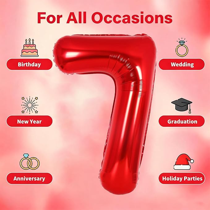 Number Balloons Red Party Balloon - Image 5