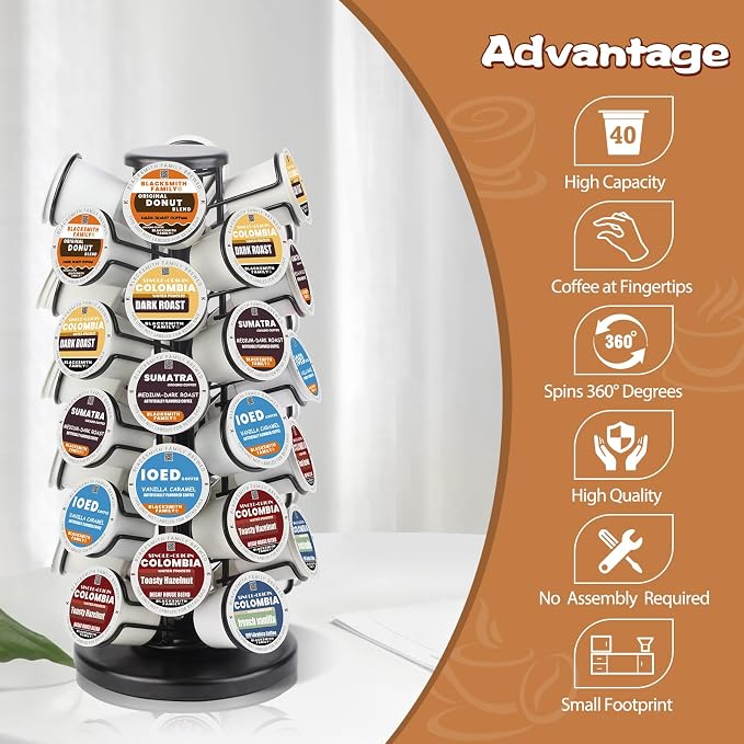 K Cup Holder-Coffee Pods Holder Storage Organizer Stand 40 Pods Capacity | K - Image 2