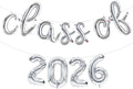 TONIFUL Silver Cursive Class of 2026 Graduation Balloon Banners 2026 by TONIFUL