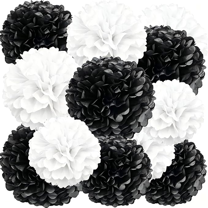 We Moment Black White Paper Pom Poms by We+Moment