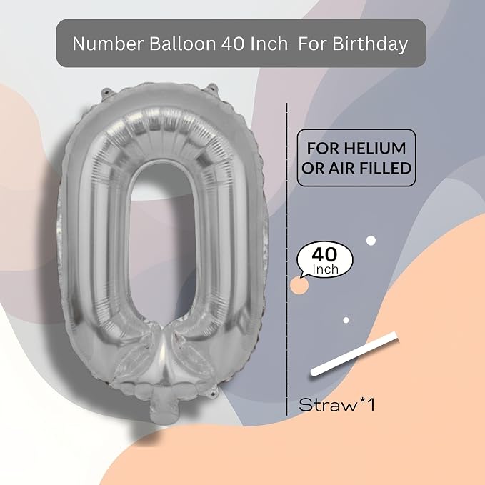 Blue Number Balloon 0 Mylar Foil Balloons 40 inch - Image 8