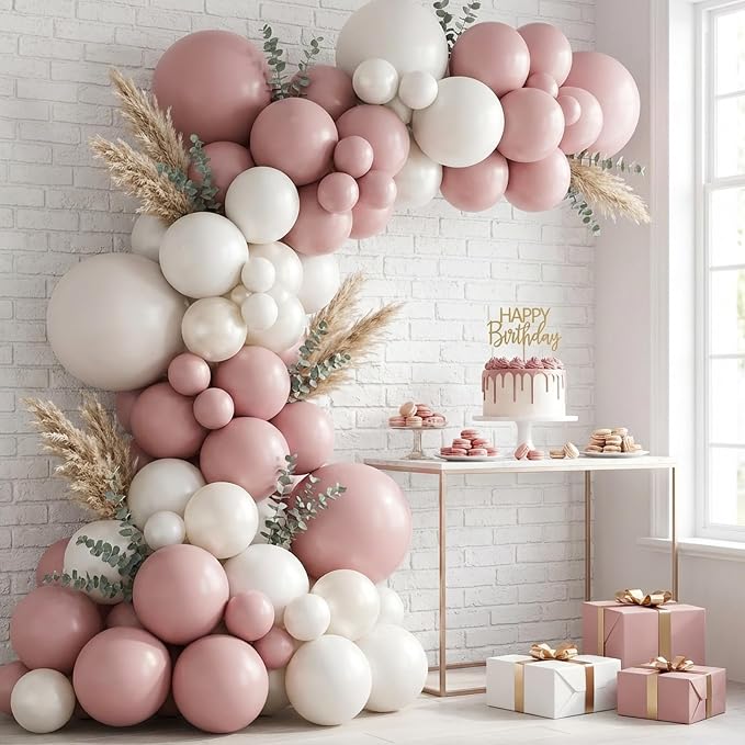RUBFAC Dusty Pink Balloons Different Sizes 105pcs 5/10/12/18 Inches - Image 7