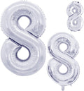 Silver Foil Balloons Number 8, Huge Number Balloons by GOER