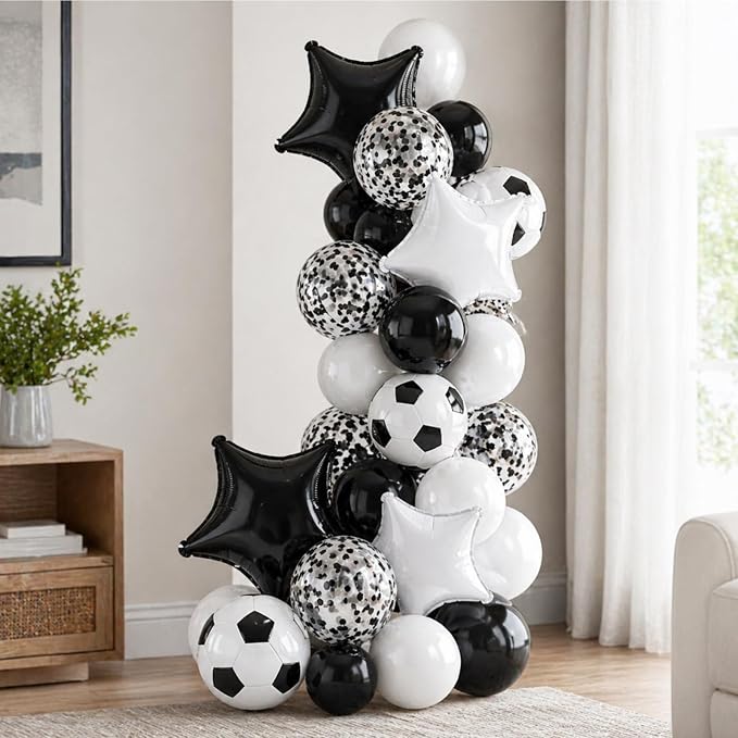 Soccer Balloons, 12Inch Black White Soccer Printed Latex Balloons, 18 Inch - Image 5
