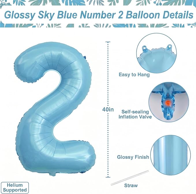 Pearlescent Blue Number 12 Balloon 40 Inch, Large Light Blue Foil 12th Birthday - Image 4