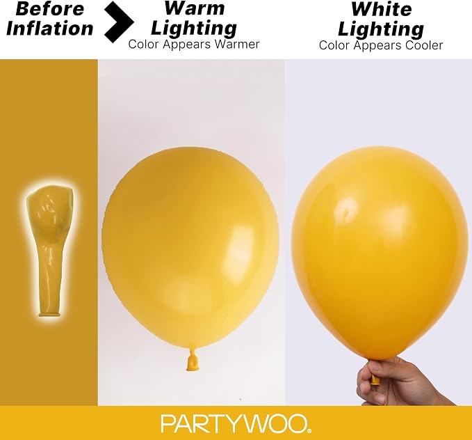 PartyWoo Mustard Yellow fall Balloons 140pcs Different Sizes | 18 12 10 5 Inch - Image 3