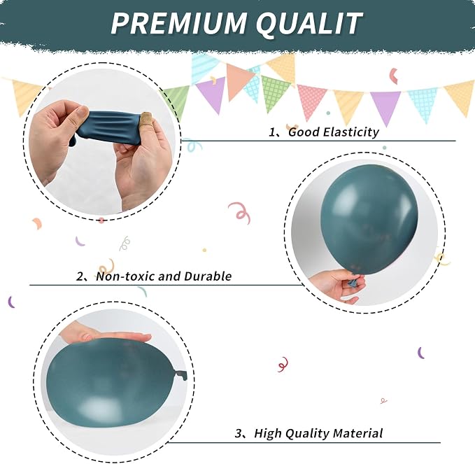 Dusty Blue Green Balloon, Sage Green and Retro Blue Balloons, Sand White - Image 7