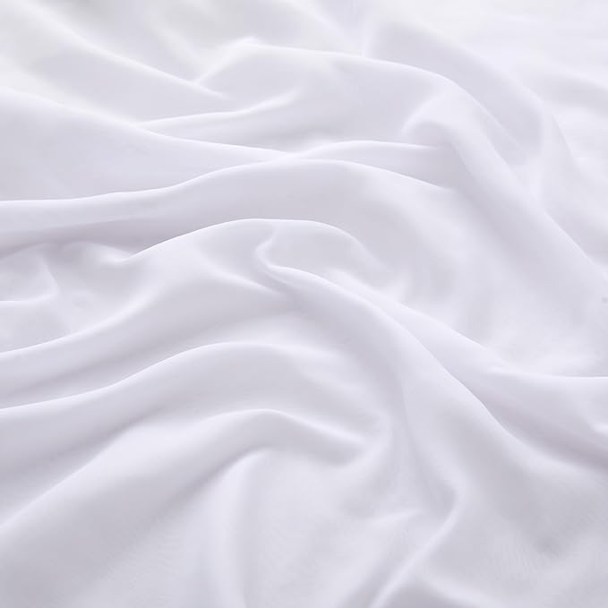 VACVELT Wedding Arch Draping Fabric - White Chiffon, 1 Panel Sheer Drapes - 30 Inch x 20ft Chiffon Backdrop Curtain - Outdoor Sheer Drapery for Ceremony Party Ceiling
