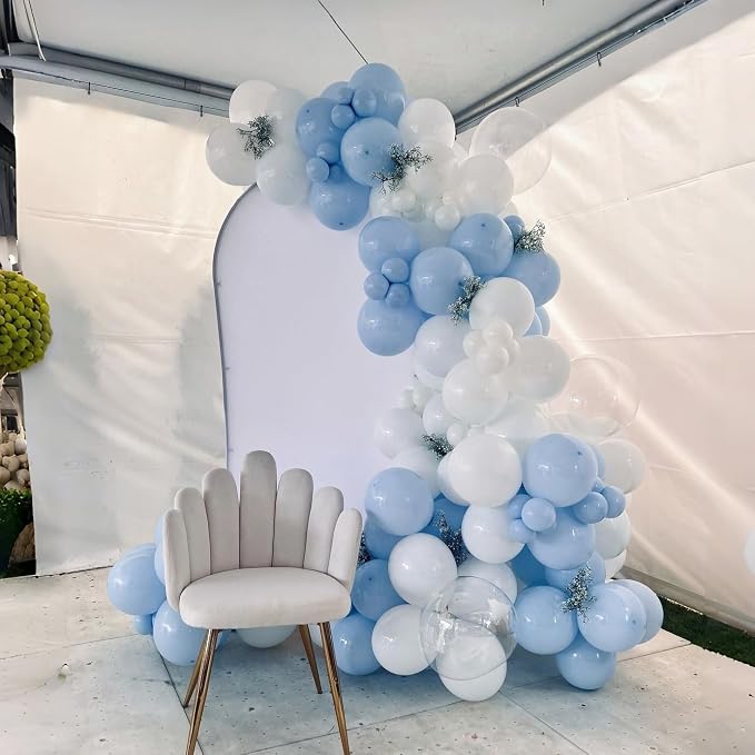 Pastel Blue and White Balloons, 12 Inch 35PCS Light Baby Blue Pearl White - Image 9