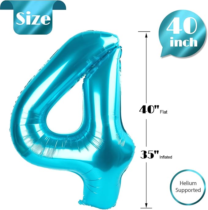 Light Blue Number 4 Balloon 40 Inch - Image 5