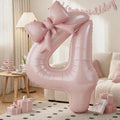 Dusty Pink 4 Balloons with Bow Balloons, 40 Inch Giant Self Inflating Pastel by KYGNE