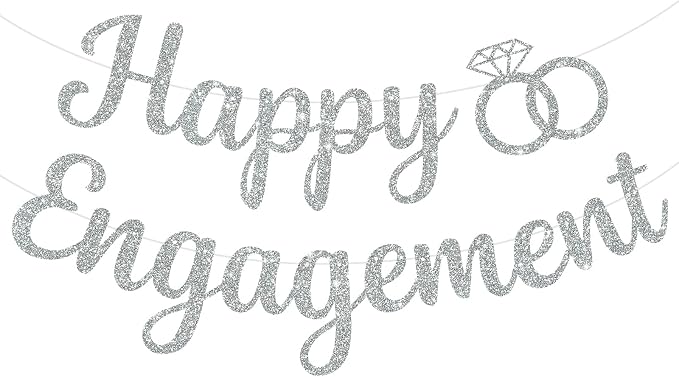 BEISHIDA Glitter Happy Engagement Banner-No DIY, Engagement Party Decorations by Beishida