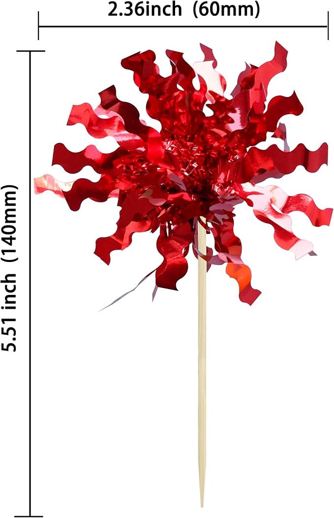 Gyufise 30Pcs Foil Firework Cupcake Toppers Sparkle Tinsel Cake Toppers Tinsel - Image 2