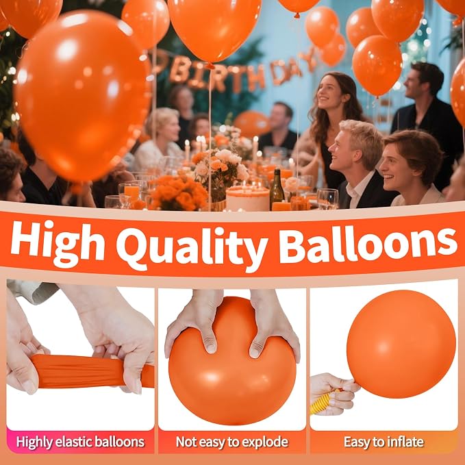 Orange Balloon 110pcs, 12 Inch Thickened Latex Party Balloons Helium Bright - Image 4