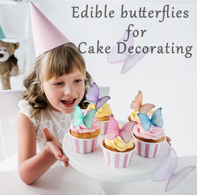 48Pcs Edible Butterflies for Cake Decorating Wafer Paper Butterfly Cupcake - Image 3