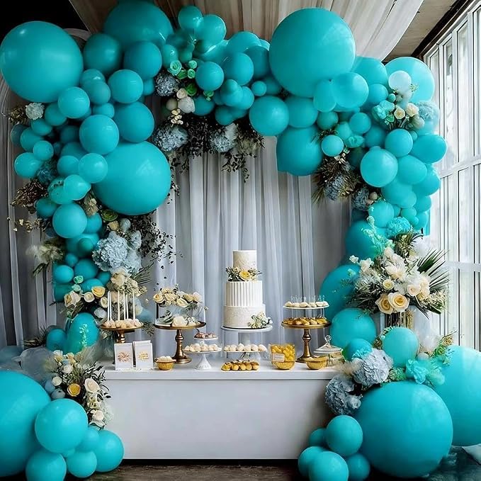 Teal Balloons Turquiose Double Stuffed Balloon Garland Arch Kit Latex Different by Captank