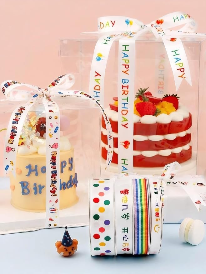 24 Yard Happy Birthday Ribbon Gift Wrapping Crafts Party Decoration Colorful - Image 7