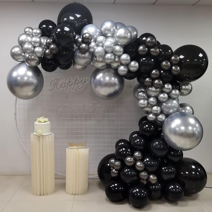 Black and Silver Balloons Garland Arch Kit - Image 6