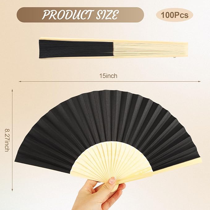 WAYASDCU 100pcs Paper Fans Handheld Folding Fans Bulk Fans - Image 5
