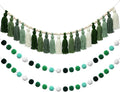 Hahafelt 3 Pcs Sage Green Tassel Garland, Pom Pom Tassel Garland, Boho Fabric by Hahafelt