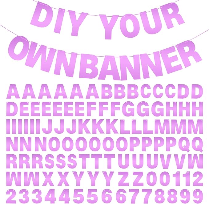 DIY Banner Kit with Letters Bright Pink Customizable Birthday Banners by mifengda
