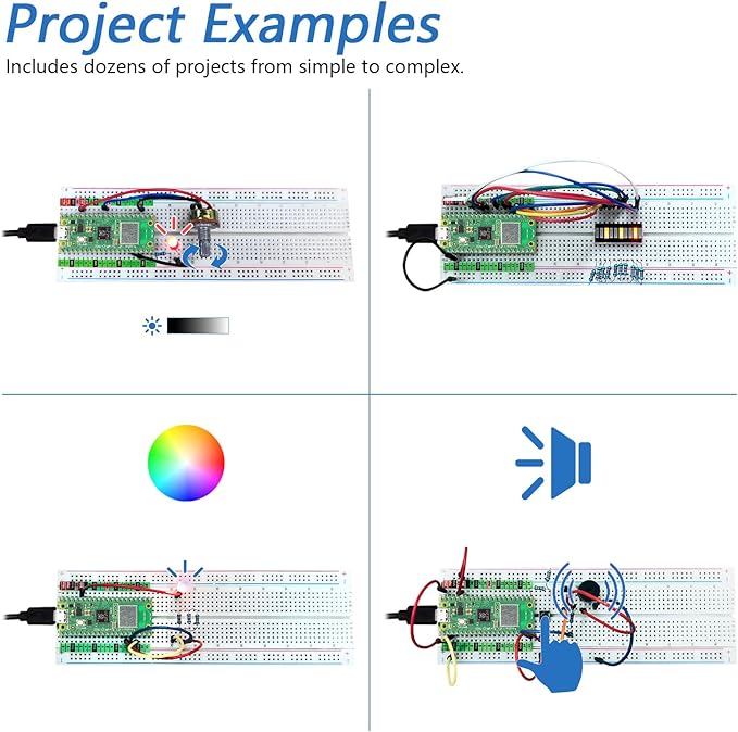 Freenove Basic Starter Kit for Raspberry Pi Pico W (Included), Dual-core Arm Cortex-M0+ Microcontroller, 386-Page Detailed Tutorial, 142 Items, 55 Projects, Python C Code