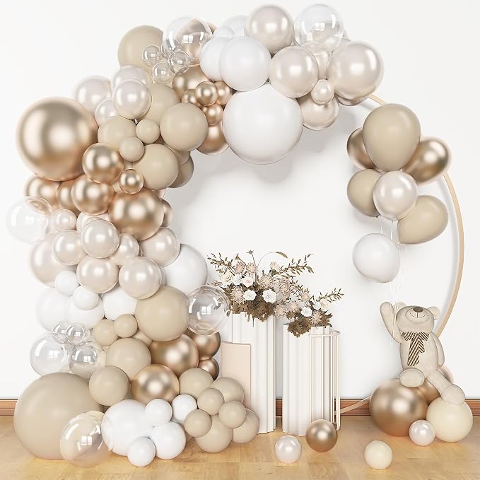 Amandir 153 Pcs White Sand Metallic Champagne Gold Balloon Arch Garland Kit | by Amandir