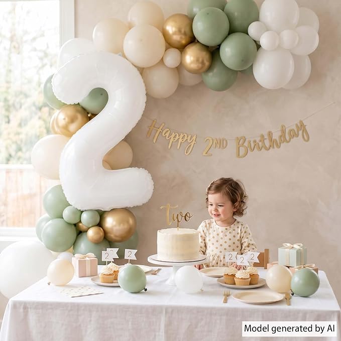 White Number 2 Balloon 40 Inch, Large Mylar Foil Two Balloon - Image 2