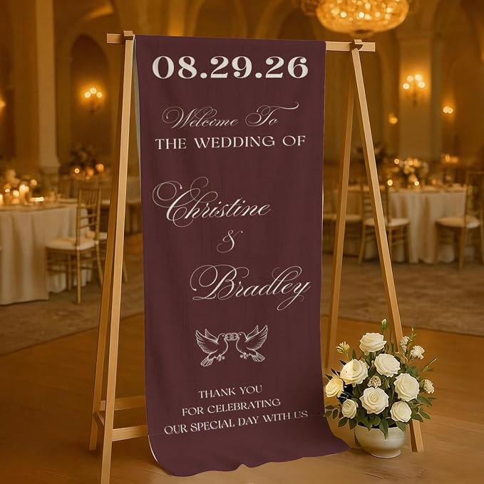 Luxury Wedding Linen Wall Tapestry Welcome Banner, Personalized Couple Names - Image 4