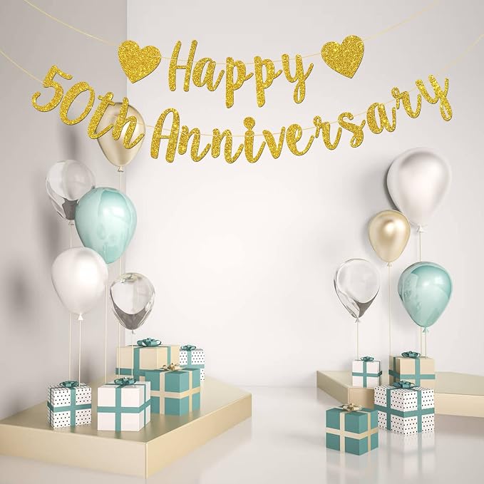 Happy 50th Anniversary Banner, 50th Wedding Anniversary, 50th Birthday - Image 3
