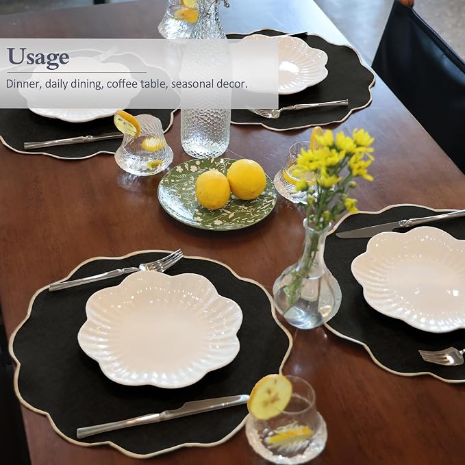 AHHFSMEI Round Faux Linen Placemats Set of 8 Heat Resistant Non-Slip Stain - Image 4