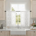 Kotile Ivory Lace Curtains for Kitchen Windows W52 x L36 Inch, 2 Panels | Rod by Kotile+Curtains