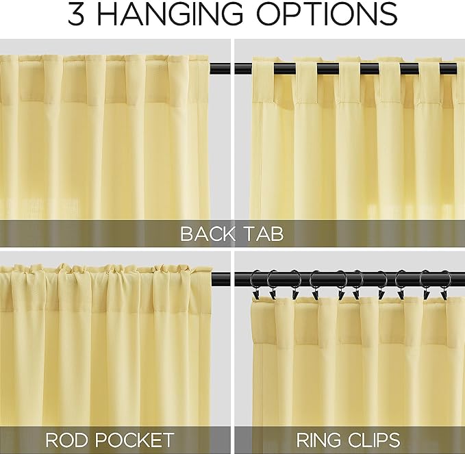 Yellow Linen Curtains 100 inches Long - Image 3