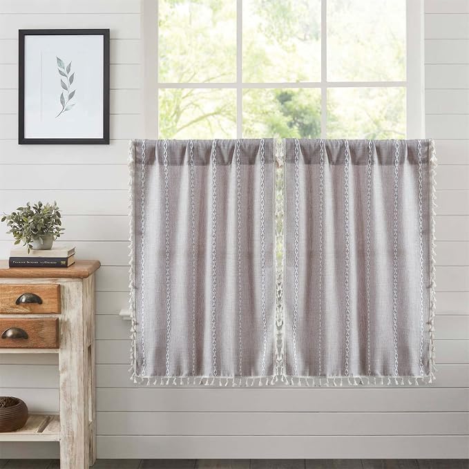 RoomTalks Tan Rustic Farmhouse Linen Kitchen Curtains 36 Inch Length Country by RoomTalks