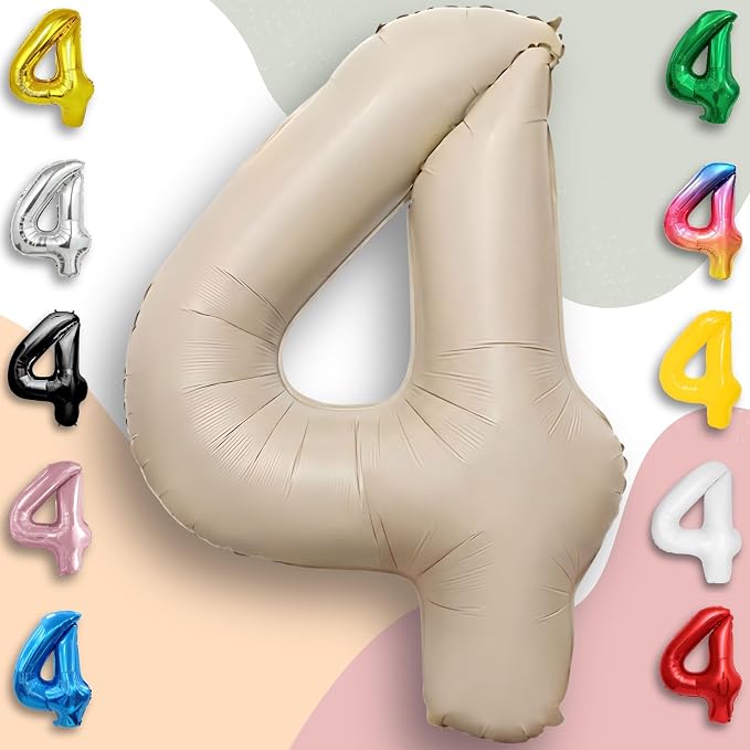 Caramel Number Balloon 4 Mylar Foil Balloons 40 inch - Image 5
