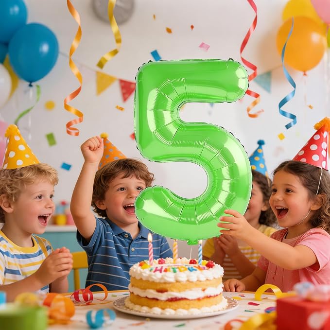 40 Inch Number 5 Balloons for 5th Birthday Party Decorations, 0-100 Fruit Green - Image 2