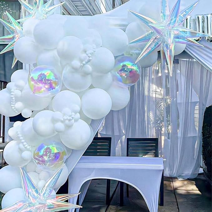 Iridescent Explosion Star Holographic Balloons Star Burst Sparkly Balloons - Image 5