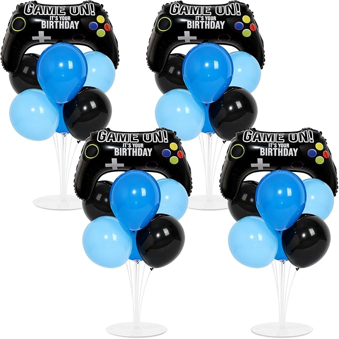 4 Sets Video Game Birthday Party Balloons Stand Kit by Naozinebi