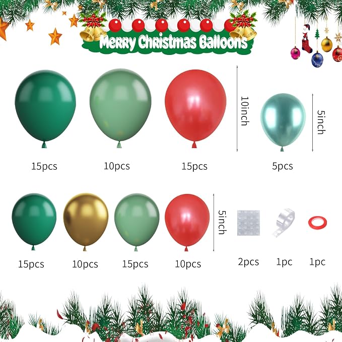 Christmas Balloon Garland Kit, Xmas Candy Cane Gingerbread Windmill Foil - Image 2