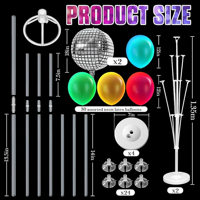 Gejoy 2 Sets Balloon Tower Stand Kit, Pcs 12 Inch Balloons, and 2 Pcs Balloons - Image 2