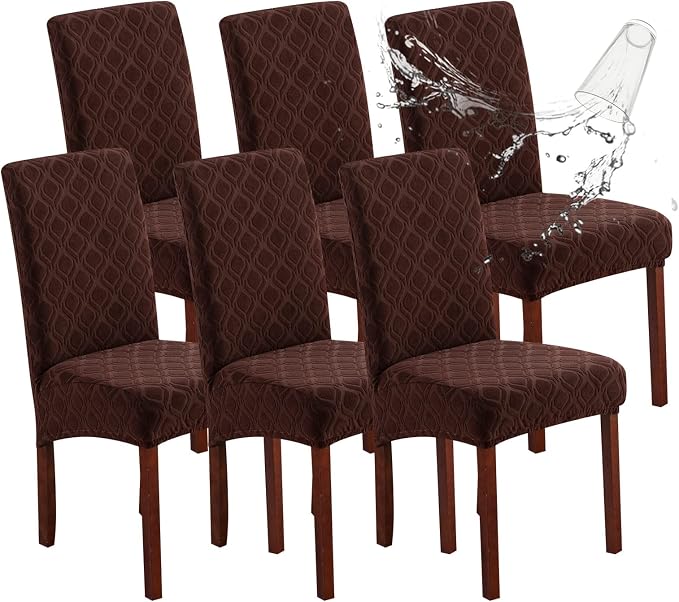 Waterproof Dining Room Chair Covers Set of 6 Slipcovers by Genina
