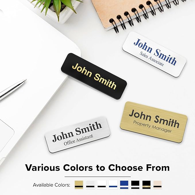 Name Tag, Magnetic Black and White Name Tags, Personalized Name Tags, 1x3 Inches, Durable Engravable Impact Material, Made in The USA by My Sign Center