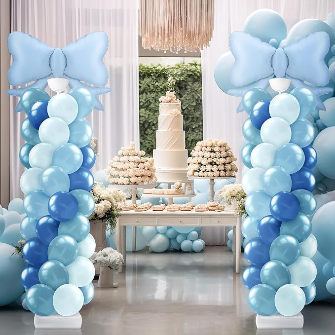 Kasyat Dusty Blue Bow Balloon Column Stand Kit Retro Baby Blue Balloon Arch - Image 6